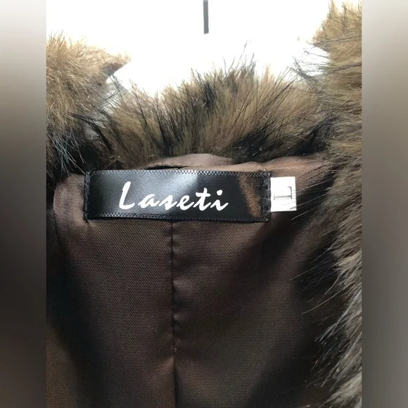 NWOT Women Faux Fur Coat Warm Mid Long Furry Long Sleeve Fluffy Outerwear Shaggy - Picture 4 of 10